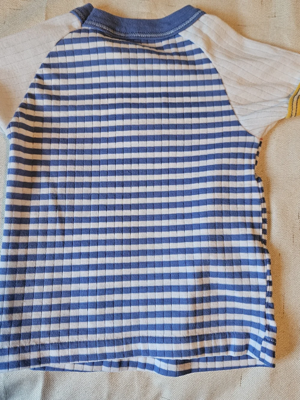 Carter's Blue & White Striped Ribbed Tee with Red and Yellow Accents